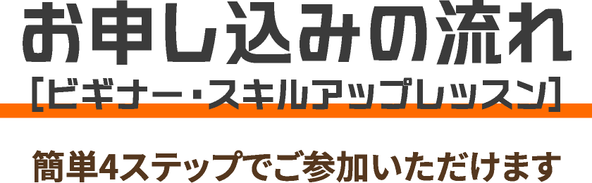 お申し込みの流れ［ビギナー・スキルアップレッスン］簡単4ステップでご参加いただけます